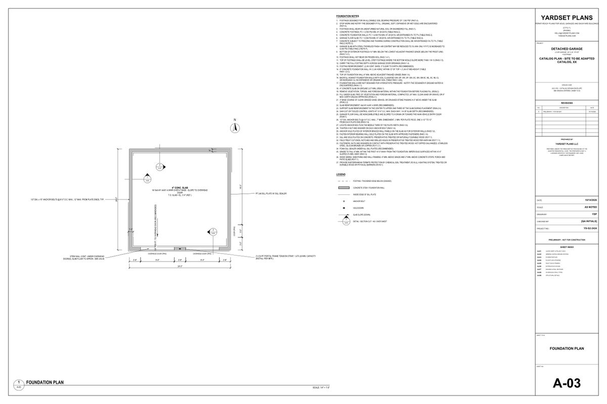 Sheet A-03 foundation plan