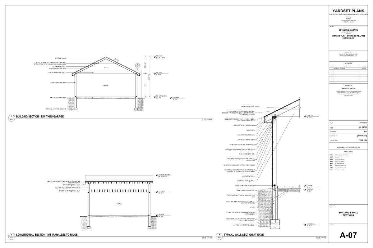 Sheet A-07 building and wall sections